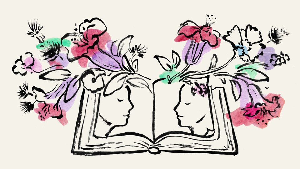 Picture of a book with flowers