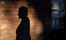 A woman's silhouette on a brick wall