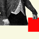 An illustration of man with his fist on a table.