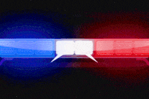 Animated illustration of the lights on top of a police car with the two central lights turned into quote bubbles.