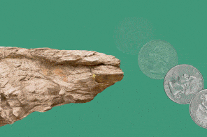 a quarter falling off a cliff