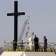 Pope Francis arriving in the Mexican border city of Ciudad Juarez