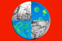 An illustration of the planet and cells under a microscope.