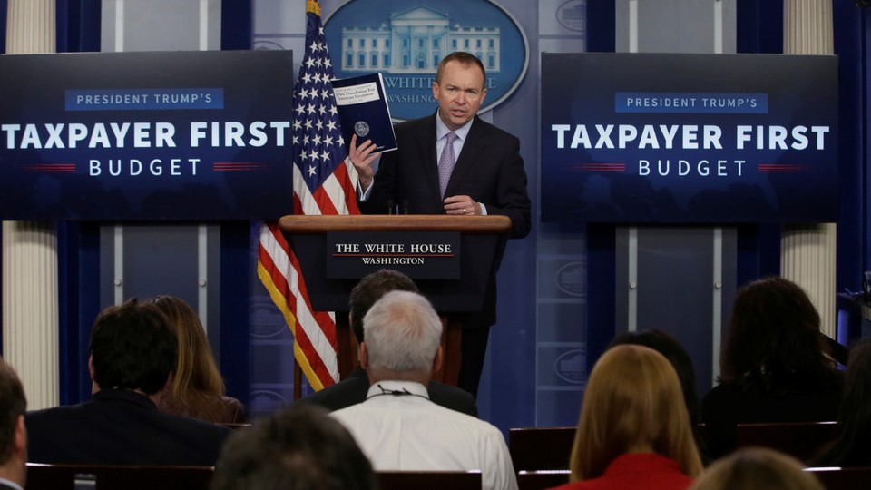 Office of Management and Budget Director Mick Mulvaney presents President Donald Trump's proposed budget.
