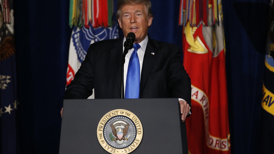 President Trump speaking from Fort Myer in Arlington, Virginia