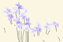 purple flowers against a cream background