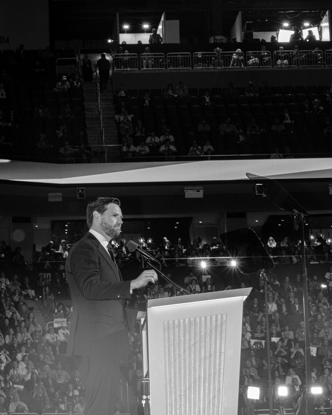 J. D. Vance speaking at the Republican National Convention