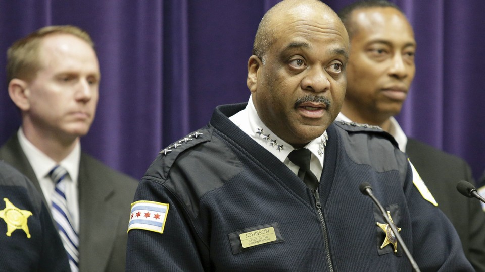 Chicago Police Department Superintendent Eddie Johnson speaks during a news conference.