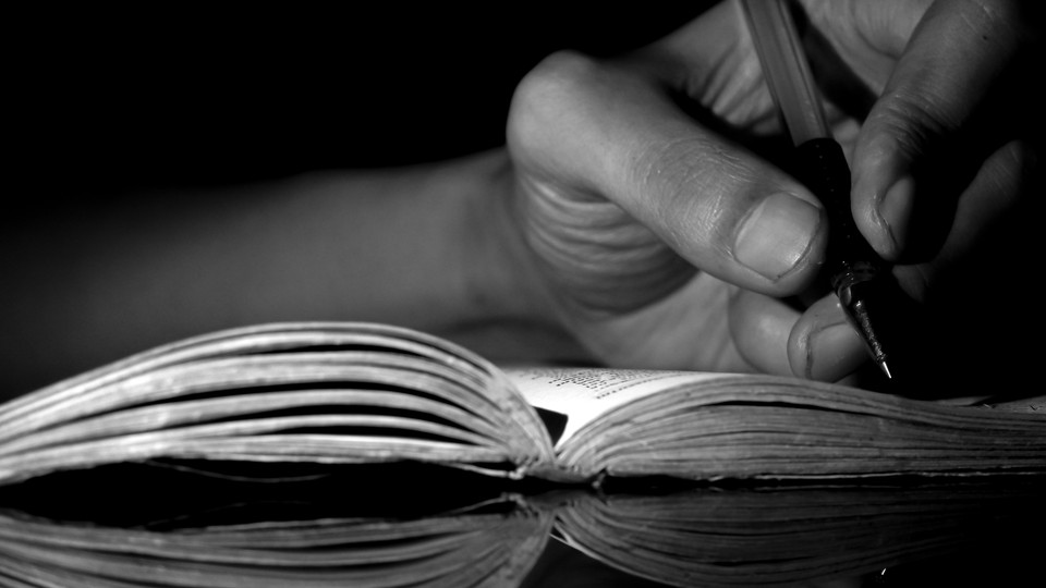 A person writing