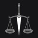 a dagger between the scales of justice