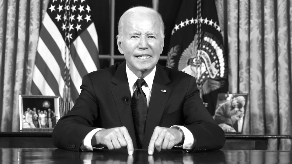 President Joe Biden speaking from the Oval Office