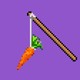 A pixelated carrot hanging from a stick