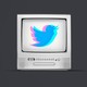 Old television with a Twitter logo on the screen