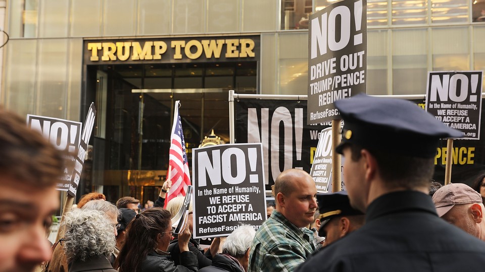 Protestors outside Trump Tower
