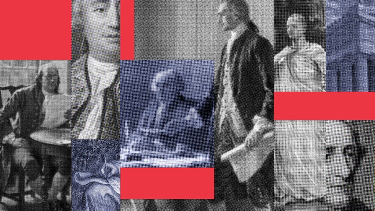 A collection of portraits of the Founders