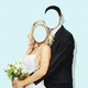 A picture of a bride and groom with their faces missing
