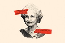 Illustration showing Alice Munro and phrases of her work