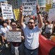 Protesters rally in support of the Deferred Action for Childhood Arrivals, or DACA, during a Labor Day rally in downtown Los Angeles on September 4.