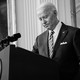 A black-and-white photograph of President Joe Biden