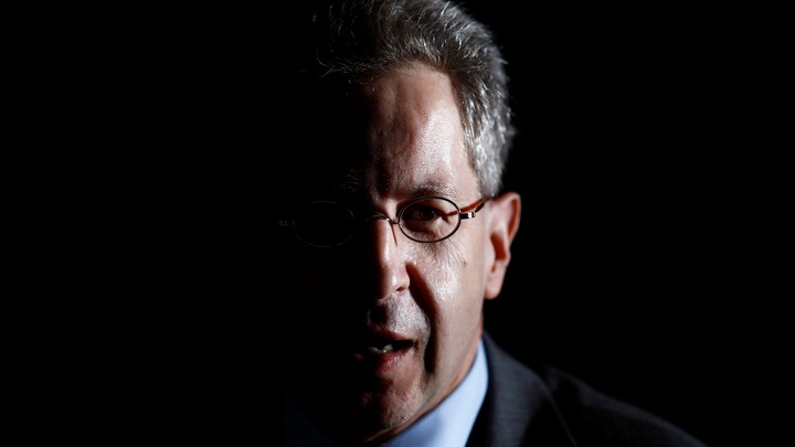 Hans-Georg Maassen speaks to reporters in February.