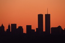 A photo of the Manhattan skyline featuring the Twin Towers