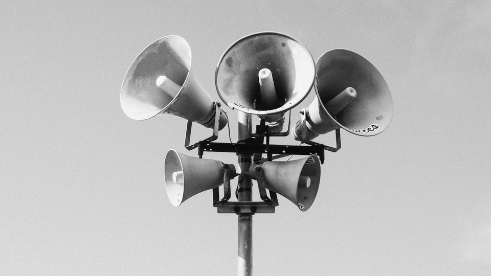 Loudspeakers on a pole