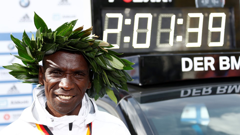 Eliud Kipchoge of Kenya after setting a new world record in the marathon on Sunday in Berlin.