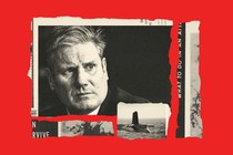 A collage shows Keir Starmer, a submarine, and a mushroom cloud