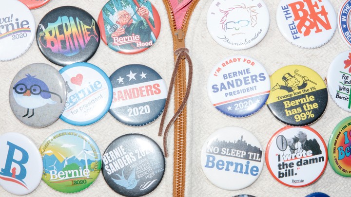 Bernie Sanders buttons in New Hampshire