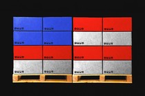 Illustration of shipping containers in the shape of an American flag.