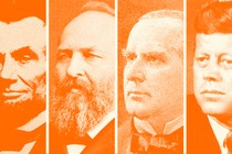 Images of Abraham Lincoln, James Garfield, William McKinley, and John F. Kennedy