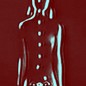 outline of a female figure on a red background