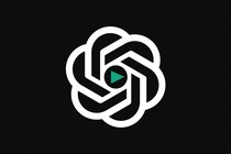 A graphic of the white OpenAI logo on a black background, with a green "play" button in the middle.