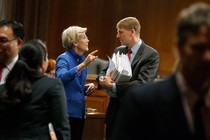 Senator Elizabeth Warren with the CFPB's director, Richard Cordray