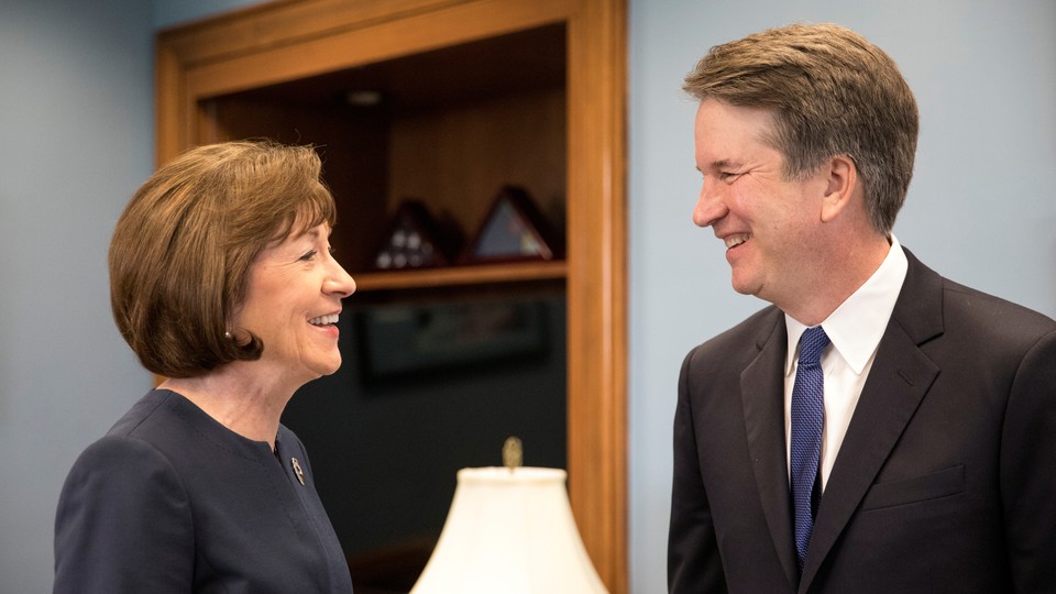 U.S. Supreme Court nominee Brett Kavanaugh meets with U.S. Senator Susan Collins on August 21, 2018