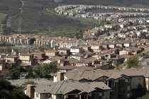 An aerial view of a suburban neighborhood