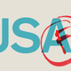 An illustration of "USA" with the letter F written across.