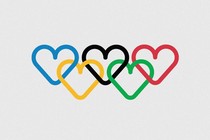 Olympic logo made up of hearts instead of circles