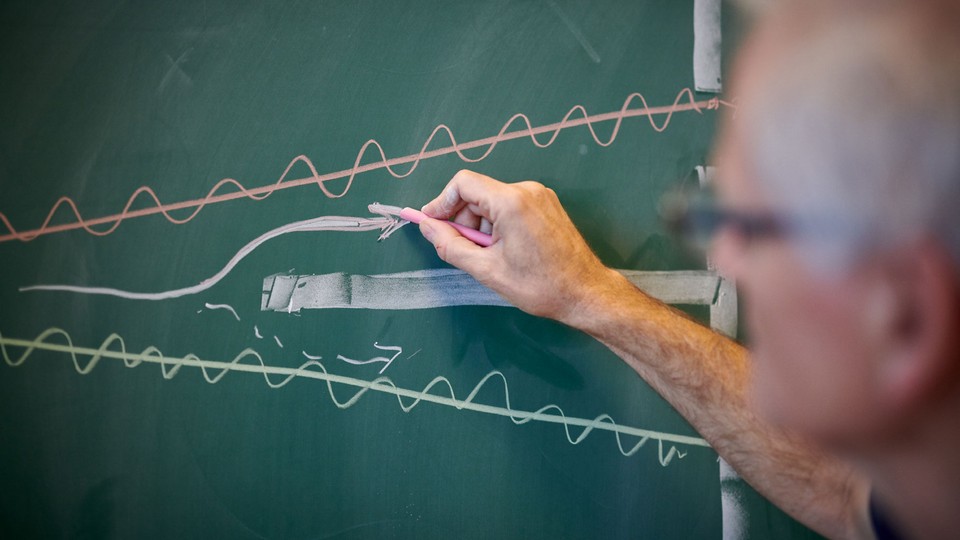 The quantum double slit drawn on a chalkboard