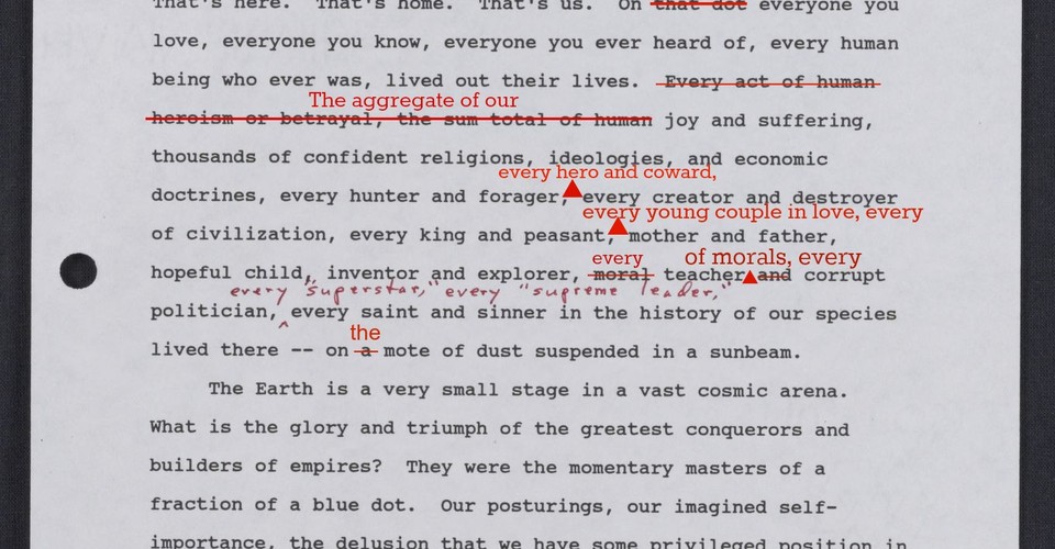 An Early Draft of Carl Sagan's Famous 'Pale Blue Dot' Quote - The Atlantic