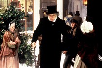 A still from A Christmas Carol featuring George C. Scott as Scrooge