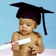 baby with graduation cap and diploma