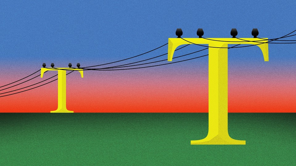 Illustration of golden Ts as telephone poles