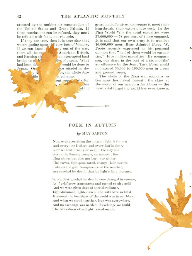 A pdf of the original magazine page, with golden watercolor leaves painted on