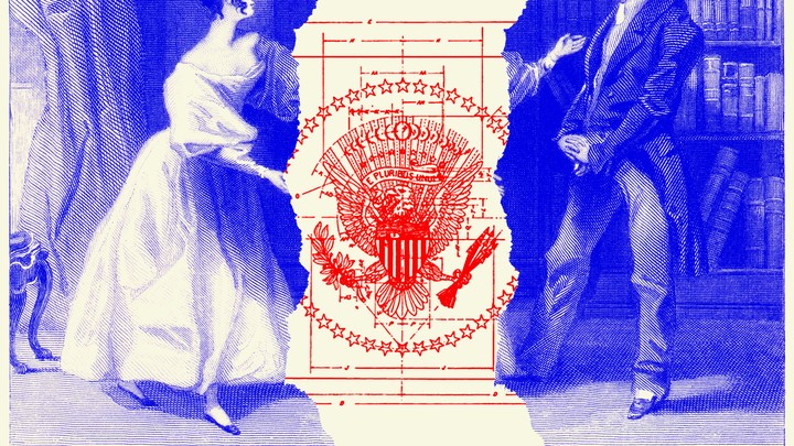 An illustration of Jane Austen and the presidential seal