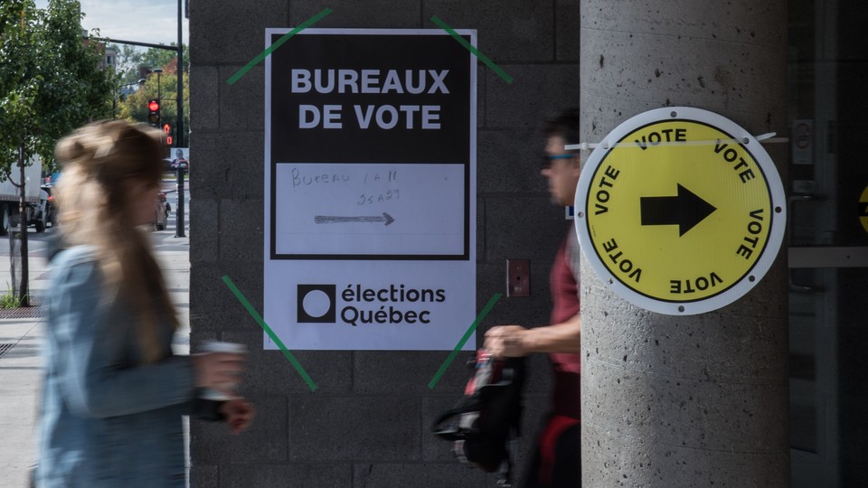 A polling station in Quebec