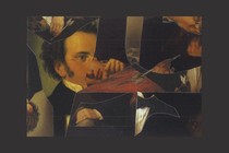 a collage of fragments of a painting of Schubert