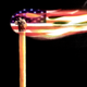 A burning match, with an American flag flame