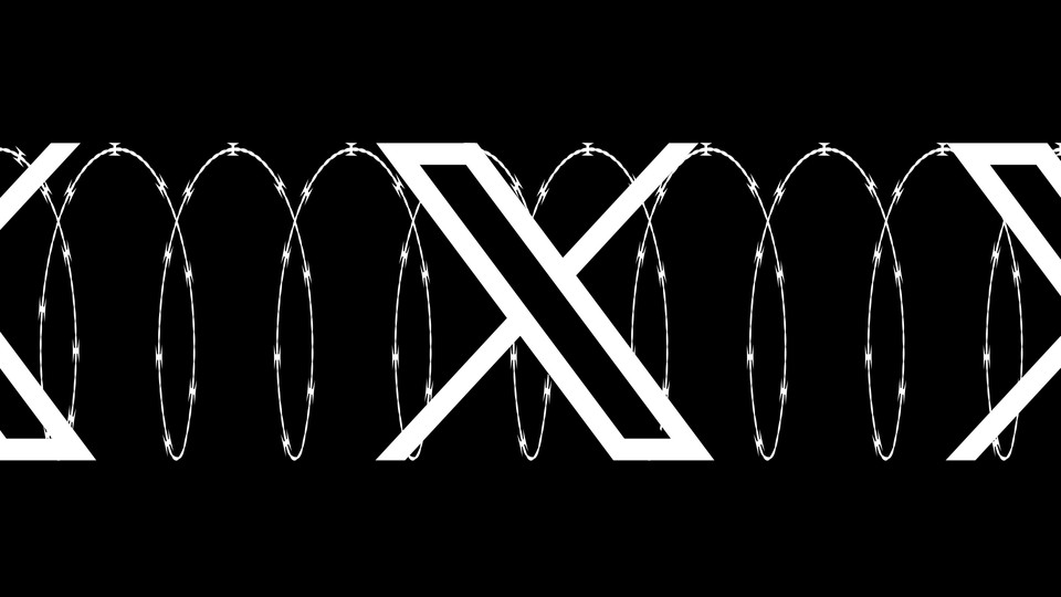 Illustration of the X logo in barbed wire