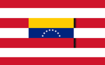 A flag symbol incorporating parts of the U.S. and Venezuelan flags